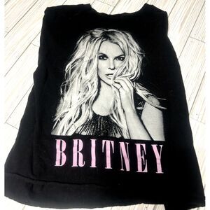 Womens Britney Spears black Crop Top T-Shirt SMALL